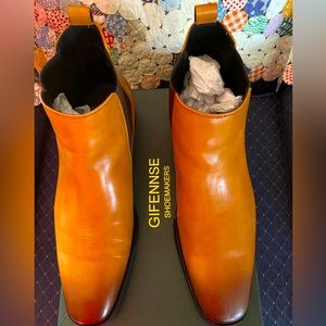 Givennse tan mens leather boots  size 12 brand new in box and dust bags